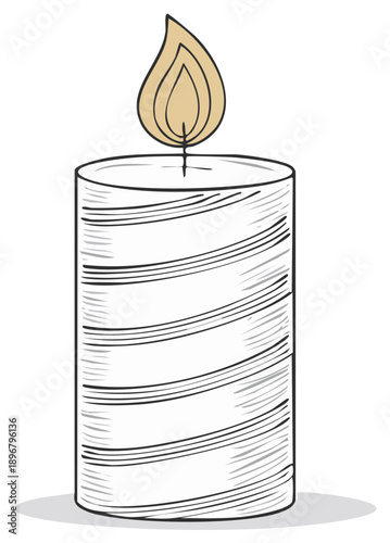 Stripped candle illustration light flame decoration burning graphic design style