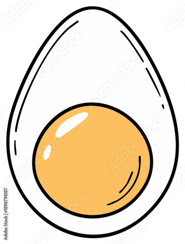 Hard boiled egg with yolk illustration, shell, healthy protein food in a cut graphic