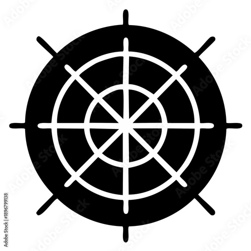 Nautical Steering Wheel Illustration, Vector, Boat, Marine Symbol, Graphic