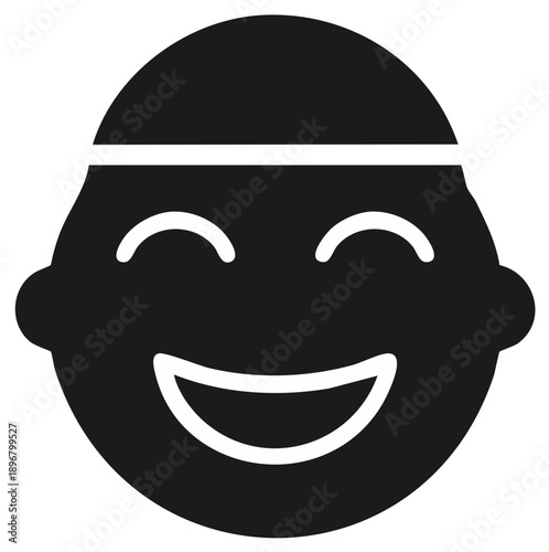 Happy face icon silhouette shows beaming expression and cap vector