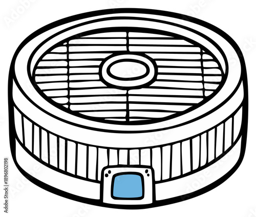 Round Electric Food Dehydrator Kitchen Appliance Cartoon Illustration