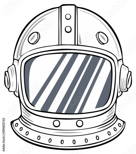 Retro style astronaut helmet vector illustration with shaded visor for science fiction theme