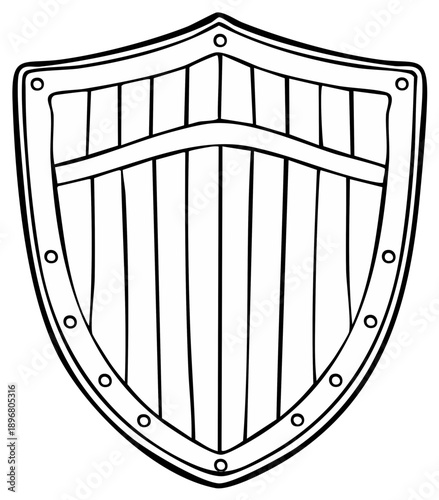 Shield Illustration in Black and White Medieval Weaponry Design