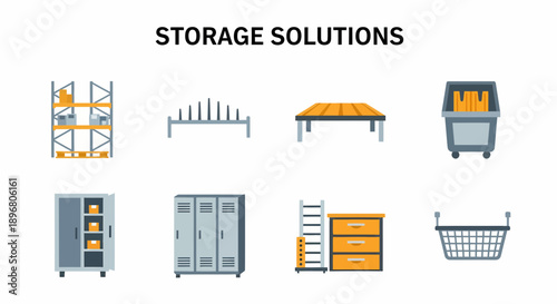 Eight icons representing various storage solutions displayed under a central title