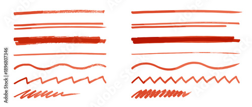 Vector red scribble lines, hand-drawn strokes, abstract artistic elements, for design or design overlay, isolated on transparent background, png