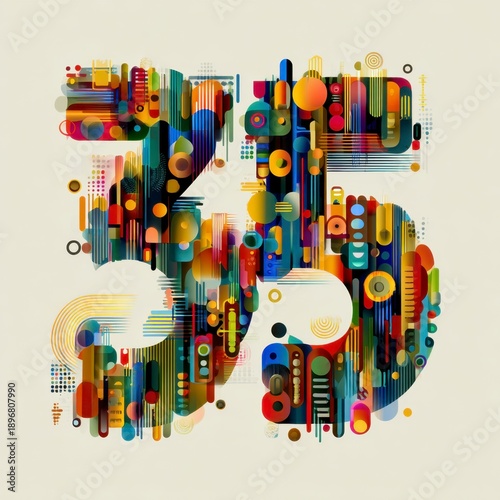 Colorful Abstract Art Displaying Number Twenty-Five in Vibrant Style