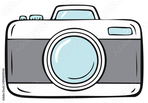 Hand drawn cartoon illustration of a vintage style photo camera