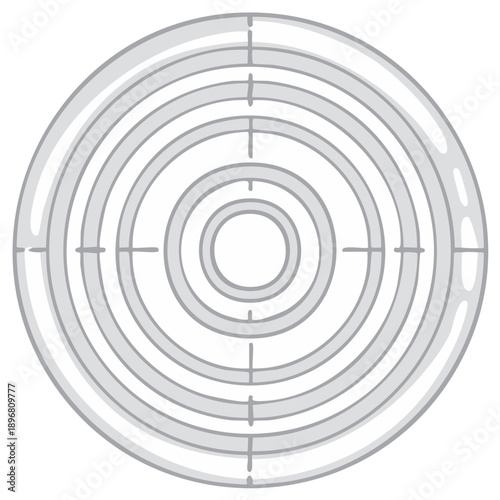 Abstract target illustration with gray concentric circles and crosshair aiming point
