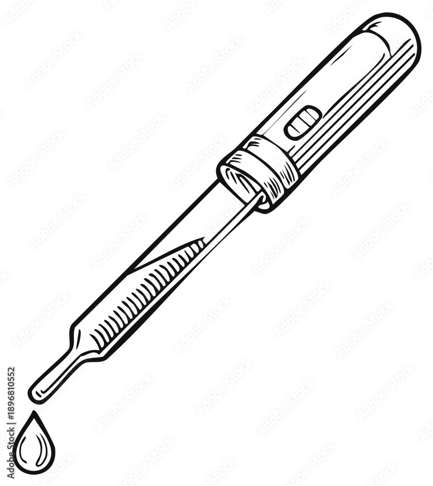 Fototapeta premium Dropper with Liquid and Single Drop Line Art Vector Illustration