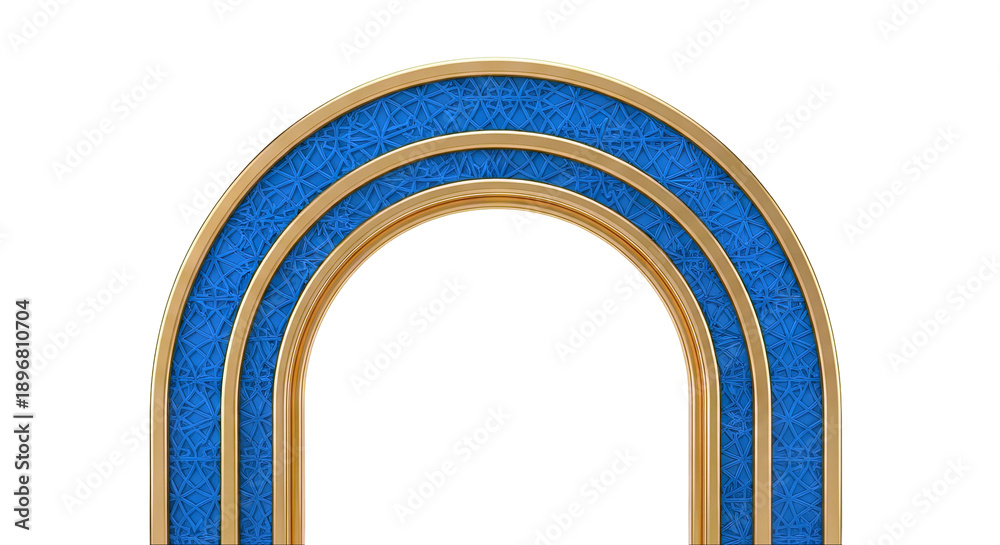Fototapeta premium Archway with Gold Trim and Blue Geometric Pattern