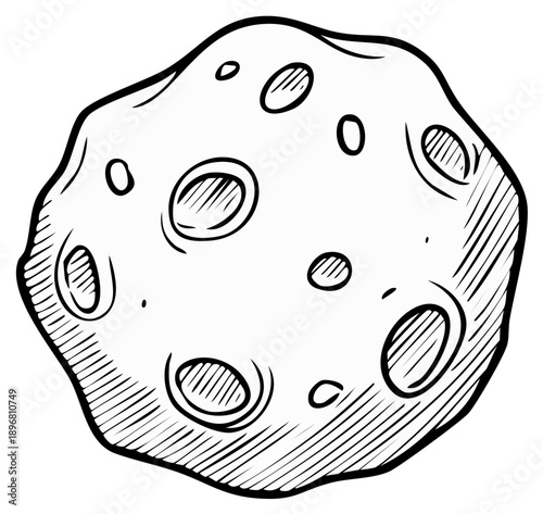 Illustration of a Meteorite Featuring Impact Craters in a Hand Drawn Style Ideal for Space Science or Educational Purposes