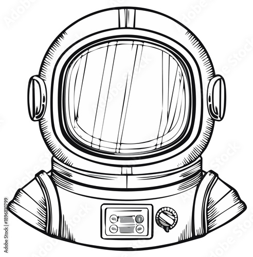 Wallpaper Mural Stylized black and white drawing of an astronaut helmet with clear visor and control panel detail Torontodigital.ca
