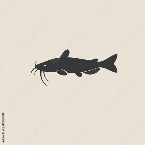 Catfish logo vector icon silhouette illustration.