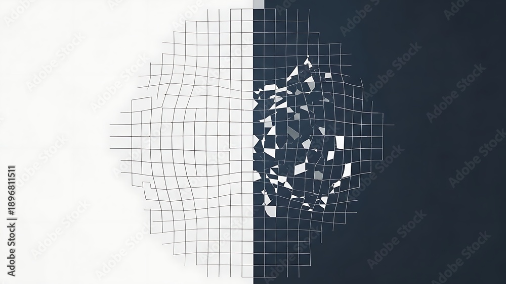 Fototapeta premium Abstract Binary Code Sphere Floating Over Grid Background With Digital Data Flow Concept