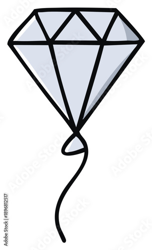 Simple hand drawn cartoon diamond illustration representing luxury and wealth concepts