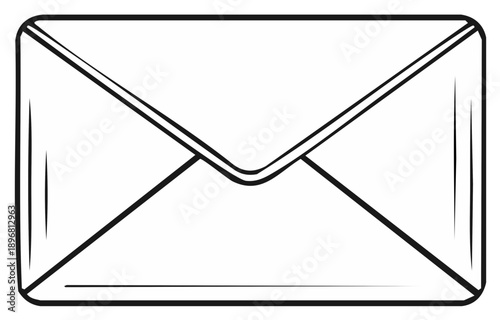 Simple black and white illustration of a sealed envelope with a pointed flap