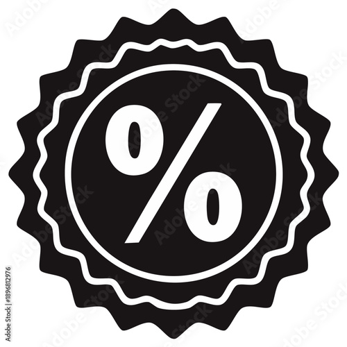 Black discount burst tag with percentage sign for retail sales savings