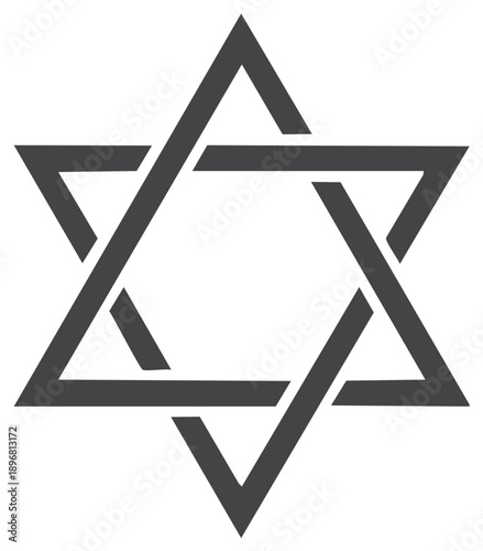 Simple Silhouette of the Star of David, Six-Pointed Geometric Symbol