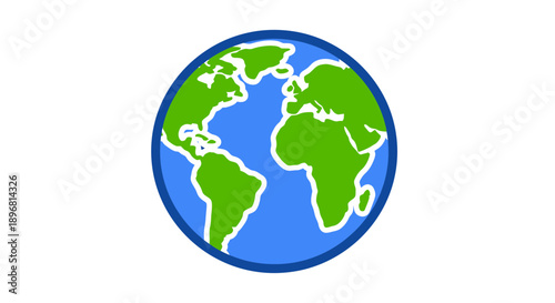 Stylized Earth Globe Icon: Global Planet Illustration
