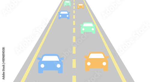 Cars on Highway, Traffic Flow, Transportation Concept, Colorful Vehicles