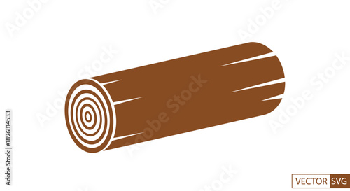 Brown Wooden Log Icon Isolated on White Background