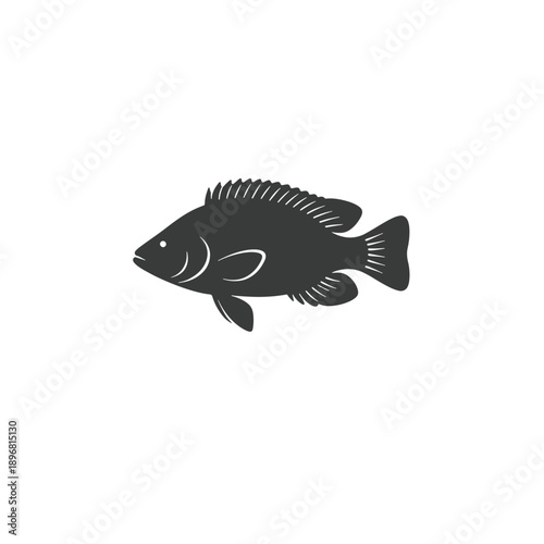 Tilapia fish logo vector icon silhouette illustration.