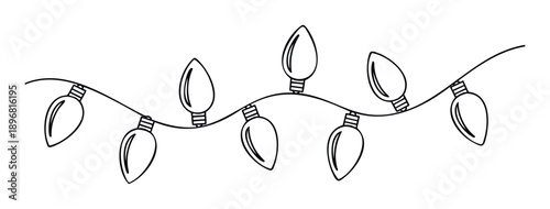 Simple outline drawing of a curved string of festive Christmas lights, perfect for seasonal decorations, holiday greeting elements, or event invitations.