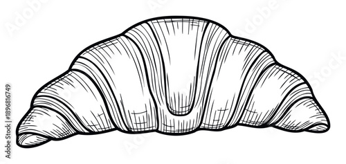 Classic handdrawn croissant sketch ideal for enhancing bakery branding cafe menus food packaging and breakfast themed culinary publications.