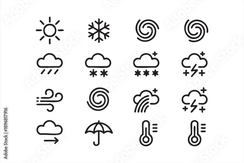 Modern Weather Line Icons for Digital Dashboards