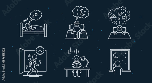 Collection of icons representing sleep and dreams.