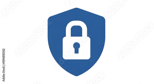 A blue shield icon featuring a white padlock symbol, representing security and protection concepts in a simple illustration.