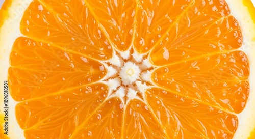 Close-up of a Vibrant Orange Slice Revealing Juicy Segments.