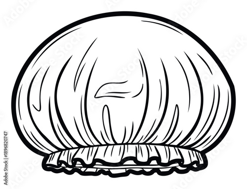 Essential shower cap accessory for personal hygiene and hair protection, perfect for beauty product packaging, spa promotions, and bathroom themed prints and apparel.