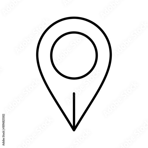 Free Download Simple black location pin icon on white background with clean lines and minimalist design for navigation and mapping applications - GFXLoad
