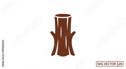 Brown Tree Stump Icon on White Background