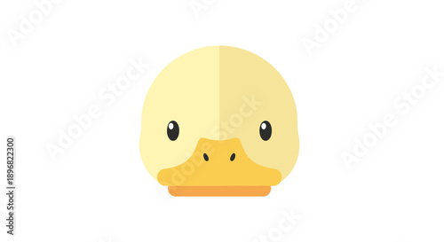 Cute Yellow Duck Head Flat Design Illustration.