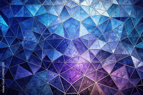 Abstract Geometric Tessellation A Deep Blue and Purple Mosaic of Interlocking Triangles with a Textured Surface