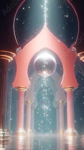 Mystical Archway with Shimmering Orb Light.