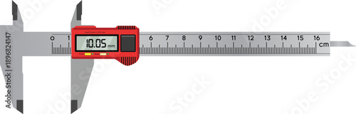 Digital Vernier Caliipers  measure tool represent a white construction instrument for accuracy and length measurement on a centimeter scale