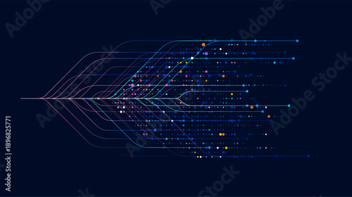 Big data visualization. Social network, financial analysis of complex databases. Data mining. Vector technology background. Information analytics concept.