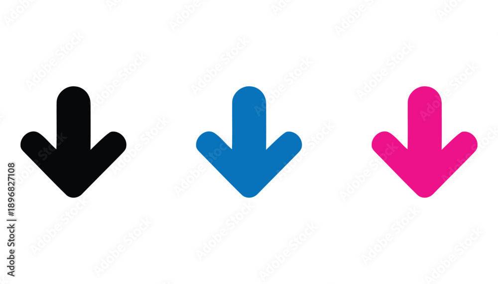 Fototapeta premium Set of three down arrow icons