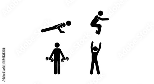 Four Stick Figures Performing Different Exercises.