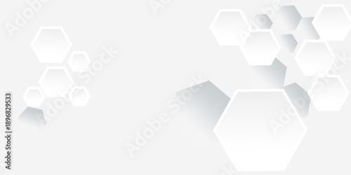 Abstract hexagon technology style geometric shape background, simple white background image.