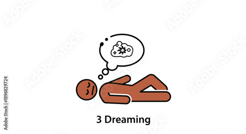 Person lying down dreaming with a thought bubble above head.