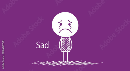 Sad stick figure illustration with tears and text.