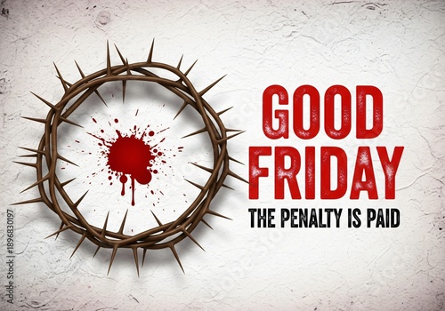 Good friday illustration depicting a crown of thorns with a blood drop in the center.