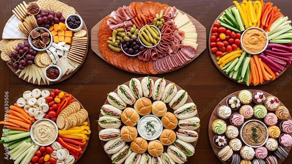 Fototapeta premium Appetizing assortment of culinary delights served on platters for sharing