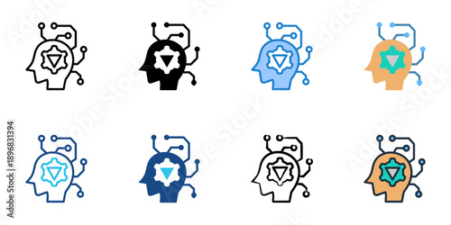 AI Solutions icons set multiple style collection. Editable stroke 
