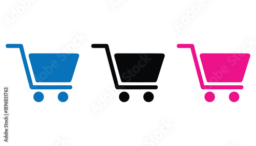 colorful shopping cart icon. Colorful e commerce shopping cart icons for web design. minimalist vector shopping cart icons