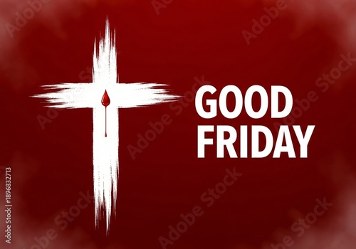 A striking image of a white cross with a red center, symbolizing good friday.